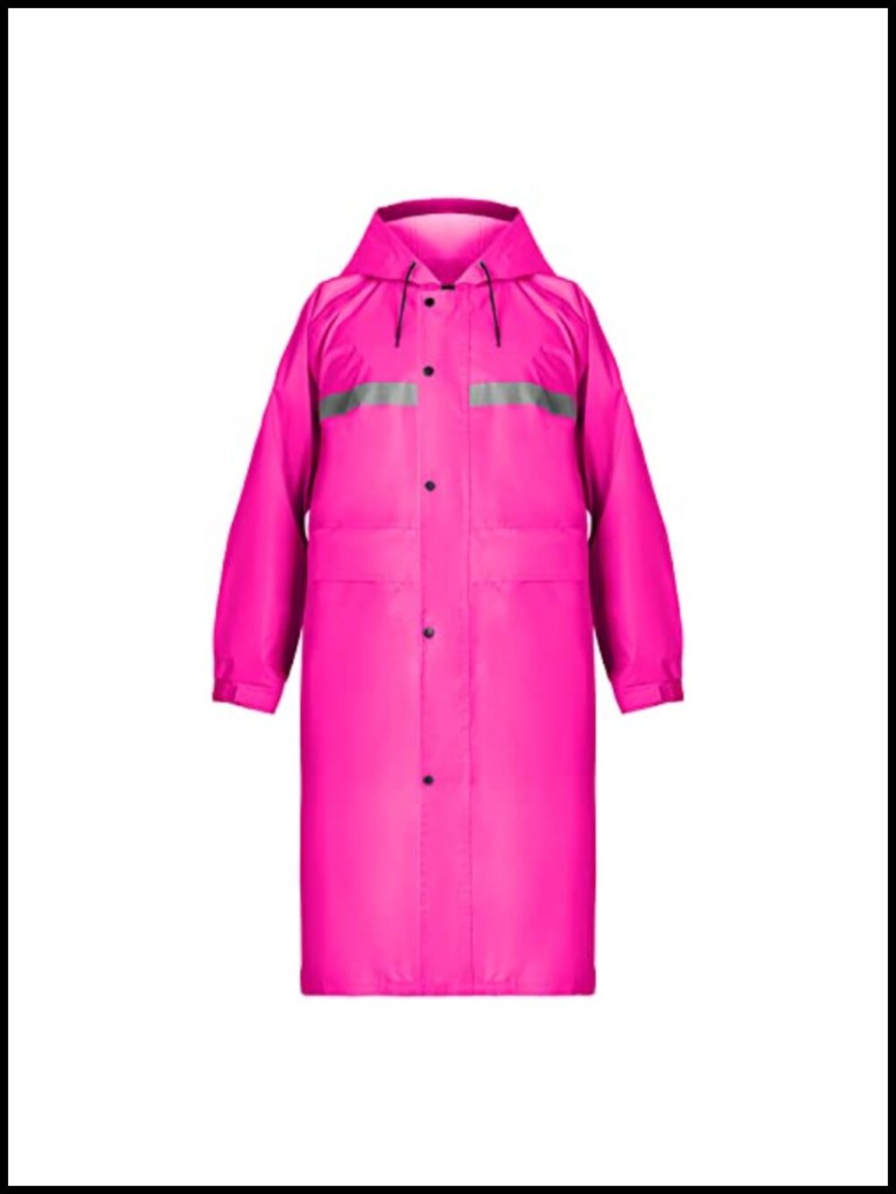 Long Hooded Raincoat Waterproof Reflective Oxford PVC Rain Jacket Poncho